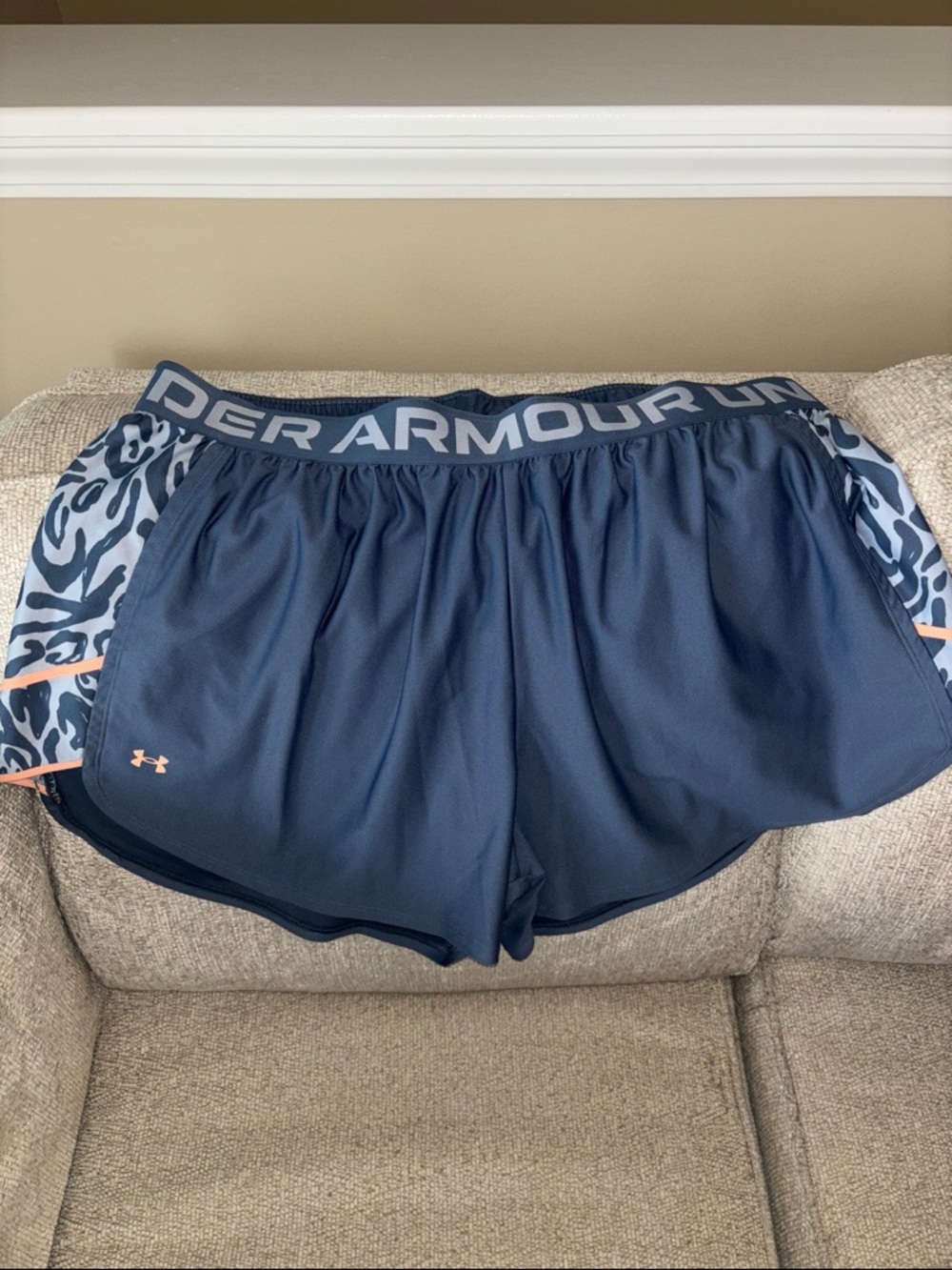 Women’s Plus Size Under Armour Navy Athletic Shorts with Patterned Side Panels
